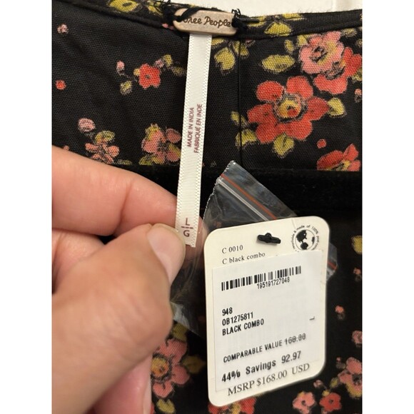 Free People Secret Garden Top L Women's Floral Long balloon Sleeve  NEW summer - Picture 7 of 13